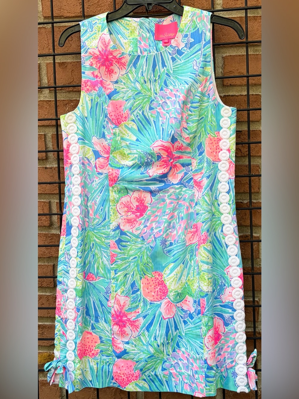 Lilly Pulitzer Mila Aqua, Pink & Green Tropical Shift Dress